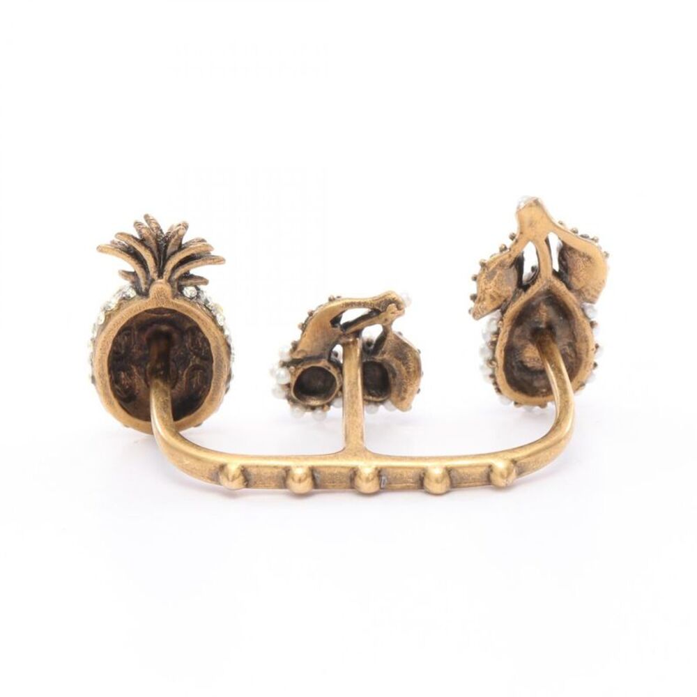 Gucci Gold Plated Ring with Faux Pearl & Rhinestones - Picture 3 of 5